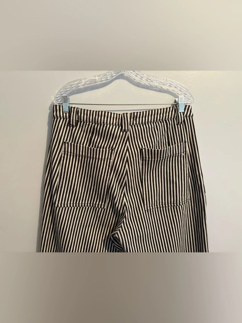Mica Denim Size 31 Straight Leg Striped Breck Black Gray Jeans Super High Rise - Picture 9 of 16